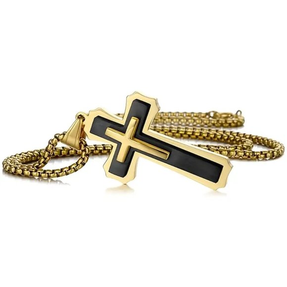 Gold Cross Necklace Pendant Hip Hop Necklace Fine Jewelry Men Women - Picture 3 of 7